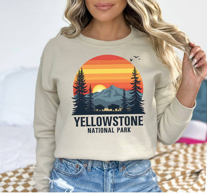 "Yellowstone National Park" Crewneck Sweatshirt - Ash - Sloth & Duck