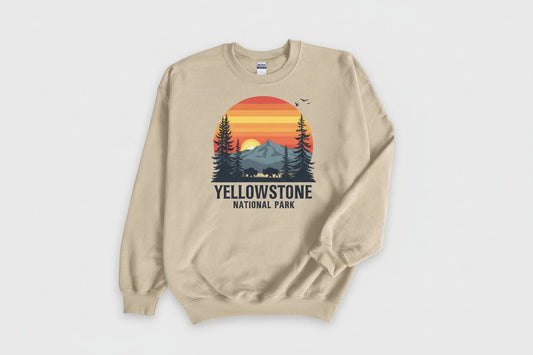 "Yellowstone National Park" Crewneck Sweatshirt - Ash - Sloth & Duck