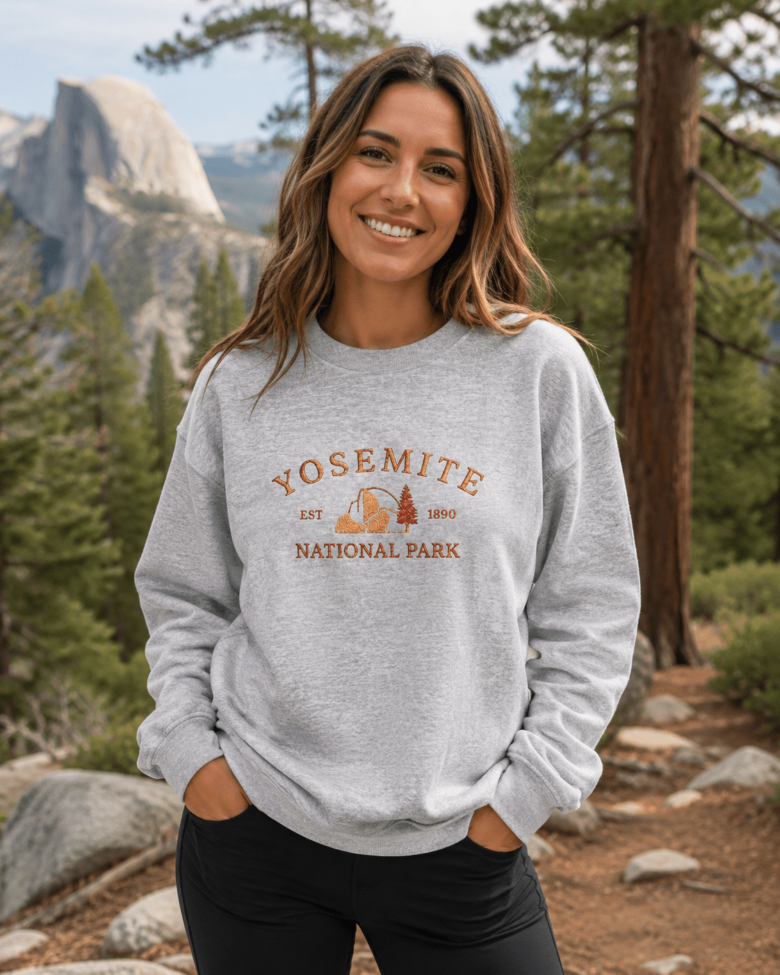 Yosemite National Park Crewneck Sweatshirt -S - Sloth & Duck