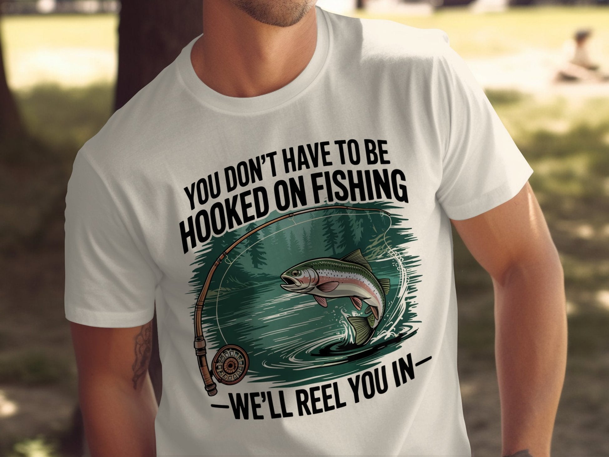 "You Don't Have to Be Hooked on Fishing" T-Shirt - T-Shirt - S - Sloth & Duck