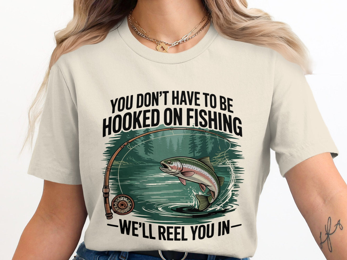 "You Don't Have to Be Hooked on Fishing" T-Shirt - T-Shirt - S - Sloth & Duck