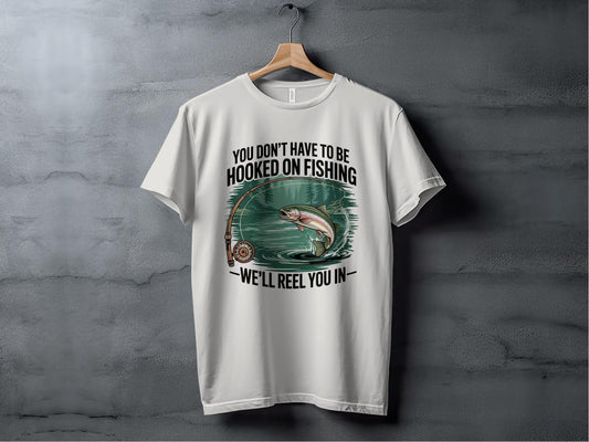 "You Don't Have to Be Hooked on Fishing" T-Shirt - T-Shirt - S - Sloth & Duck