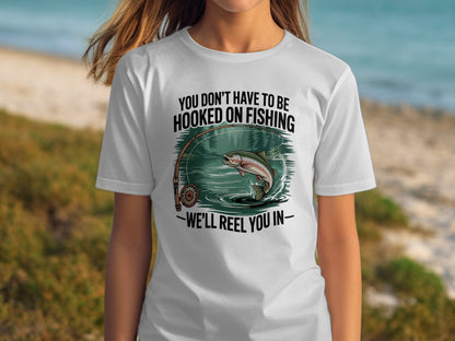 "You Don't Have to Be Hooked on Fishing" T-Shirt - T-Shirt - S - Sloth & Duck