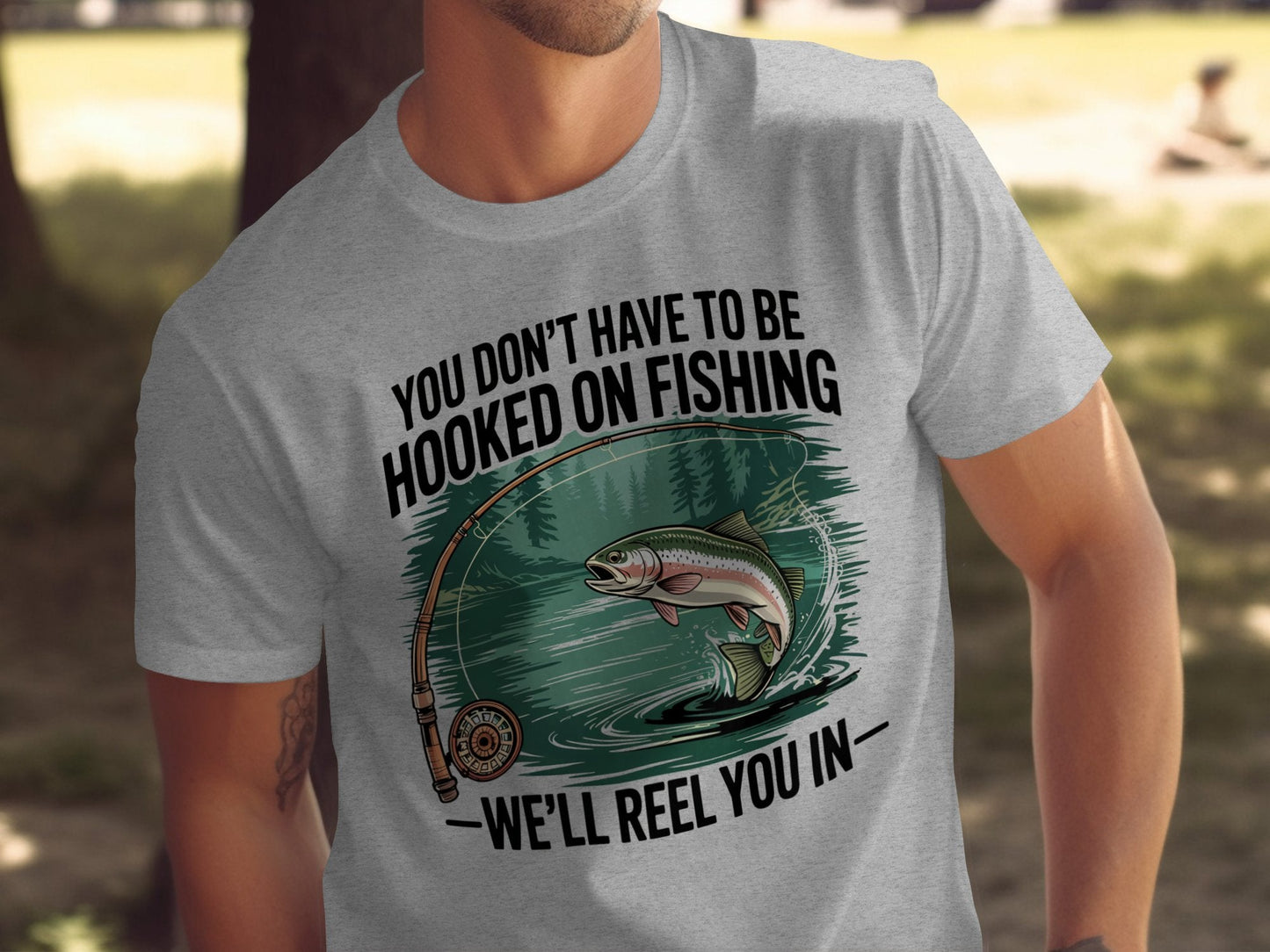 "You Don't Have to Be Hooked on Fishing" T-Shirt - T-Shirt - S - Sloth & Duck