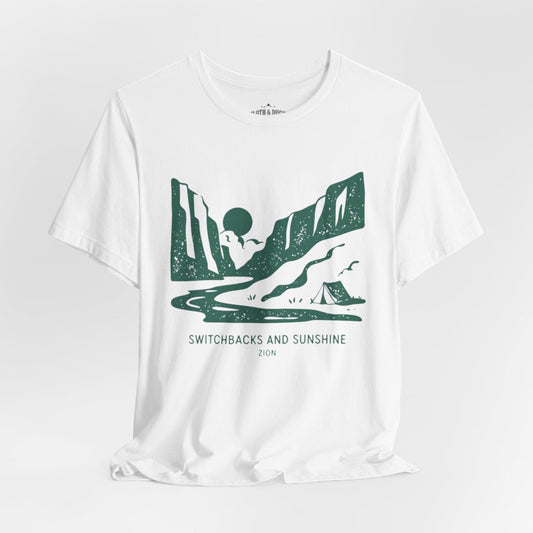 Zion National Park T-Shirt | Switchbacks & Sunshine Adventure Tee - S - Sloth & Duck